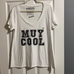 NWOT SPENGLISH Deep V Neck Muy Cool Tee